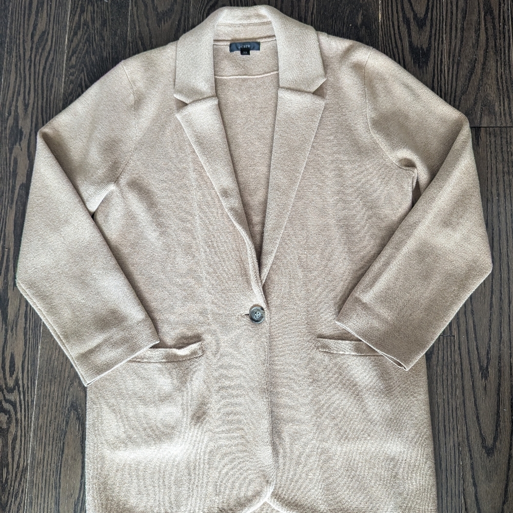 J Crew tan sweater blazer with Versatile Style
